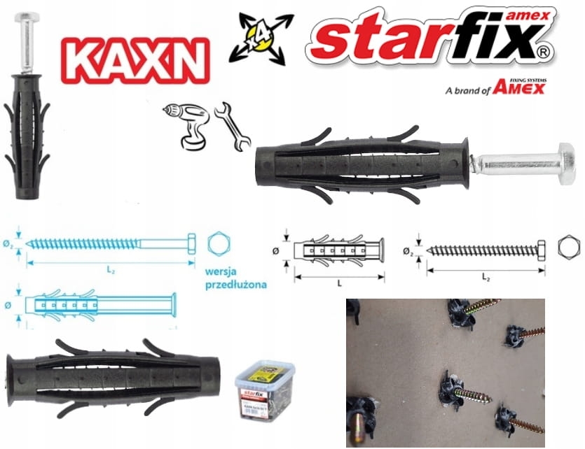 ASF Kołek wkręcany KAXN 12x60/80 K/F 4 szt