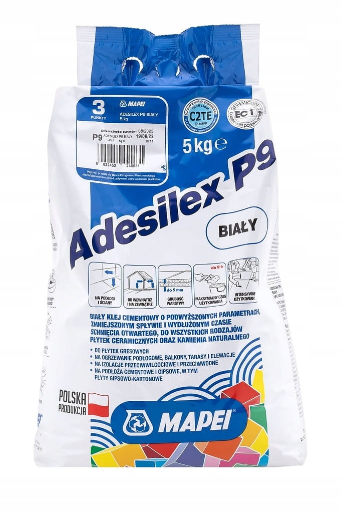 Klej do płytek i kamienia Mapei Adesilex P9 5kg biały