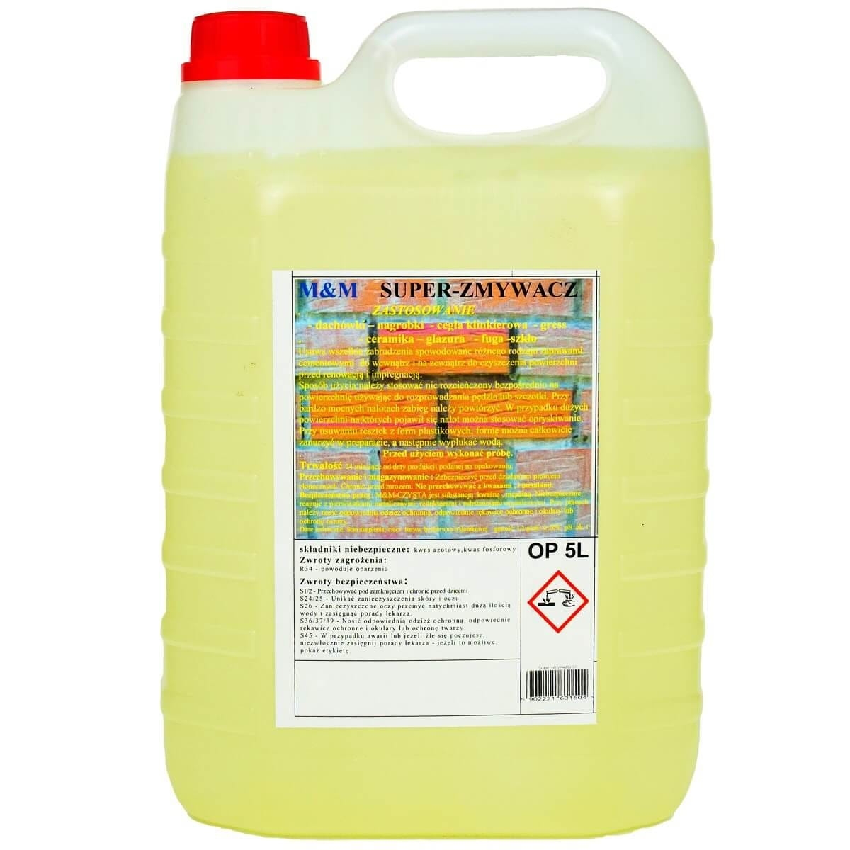 M&M SUPER ZMYWACZ do usuwania, czyszczenia zapraw cementowych 5L