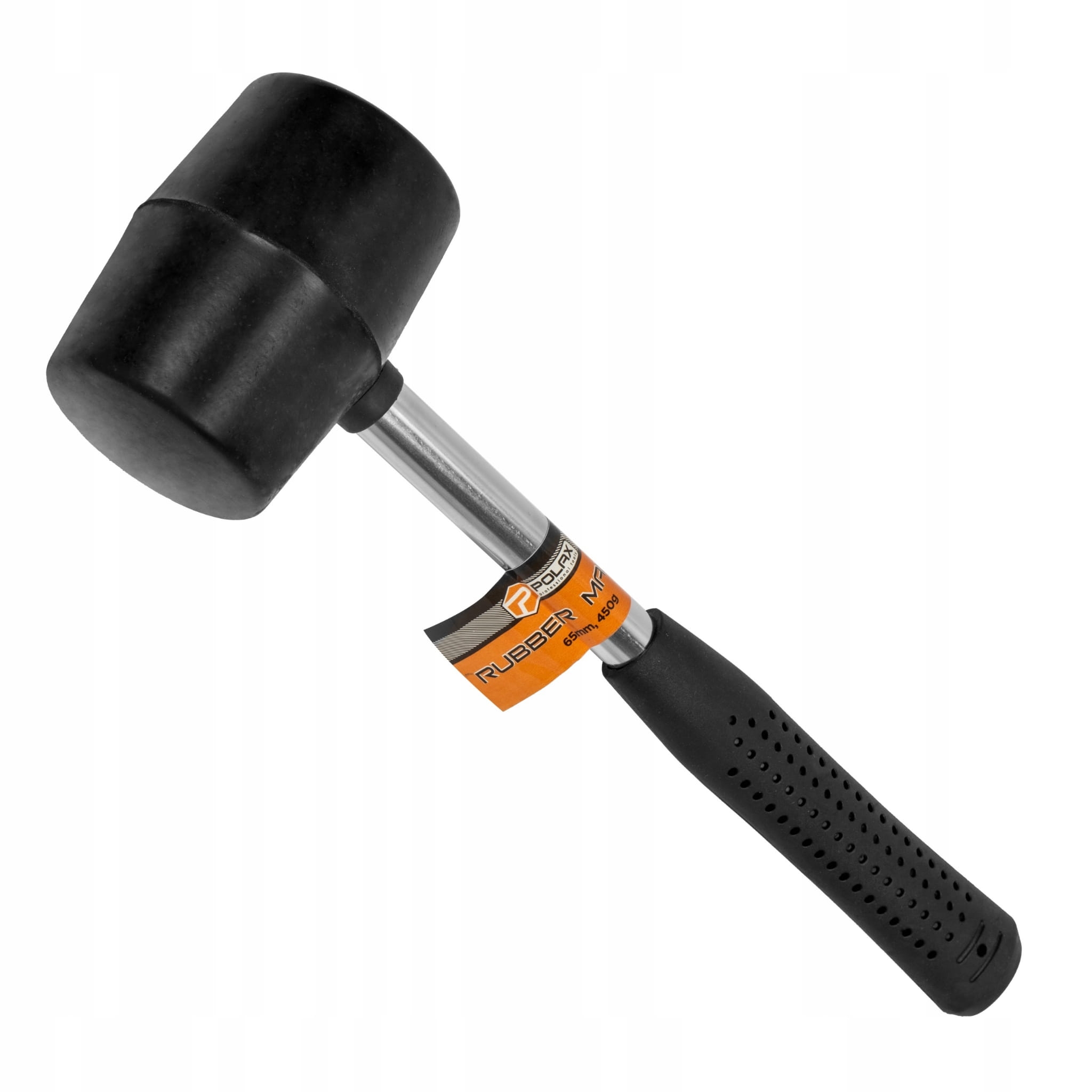 Młotek gumowy 450g z metalowym uchwytem czarny 65mm POLAX 39-001