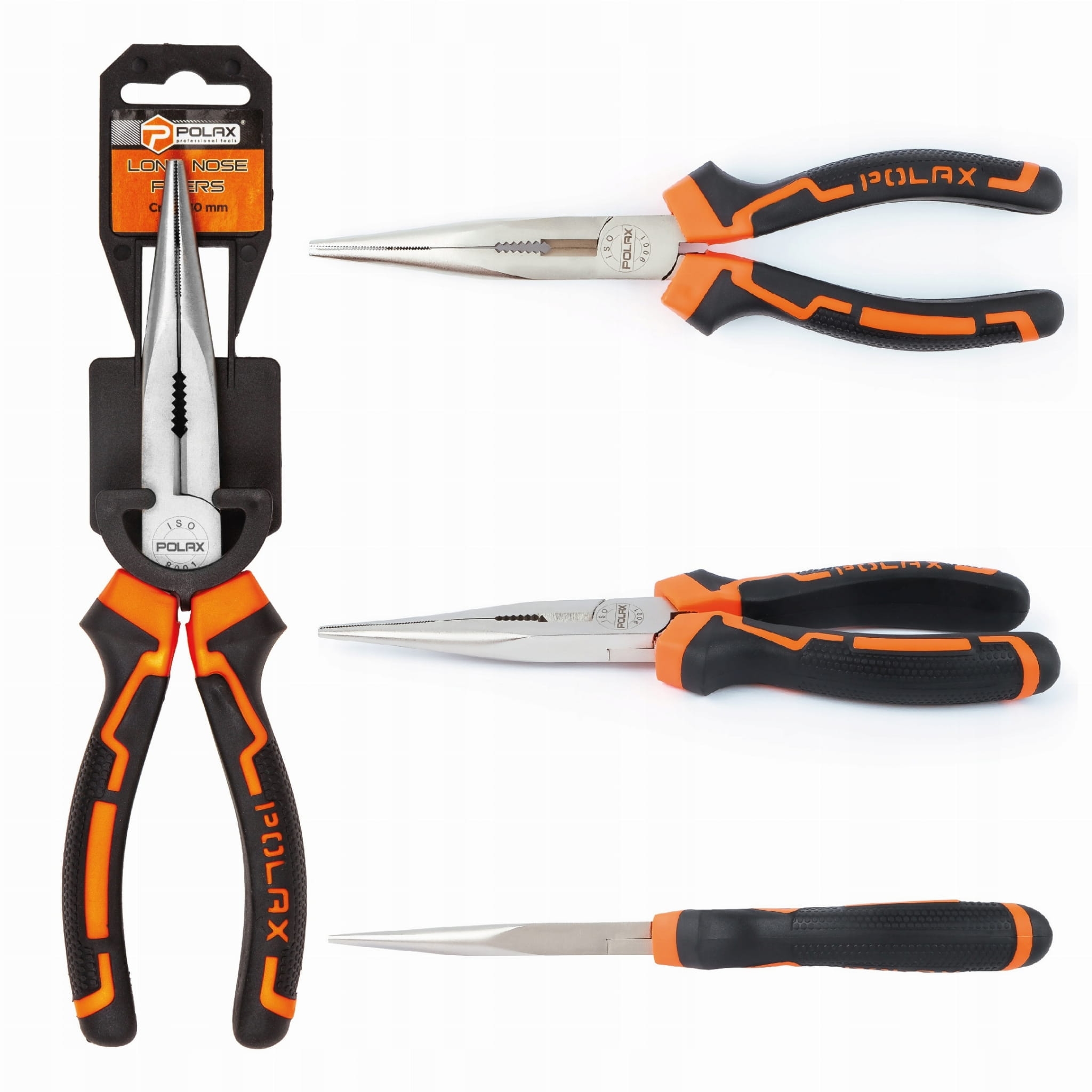 Szczypce wydłużone proste uchwyty dwukomponentowe Cr-V 180 mm POLAX 35-018