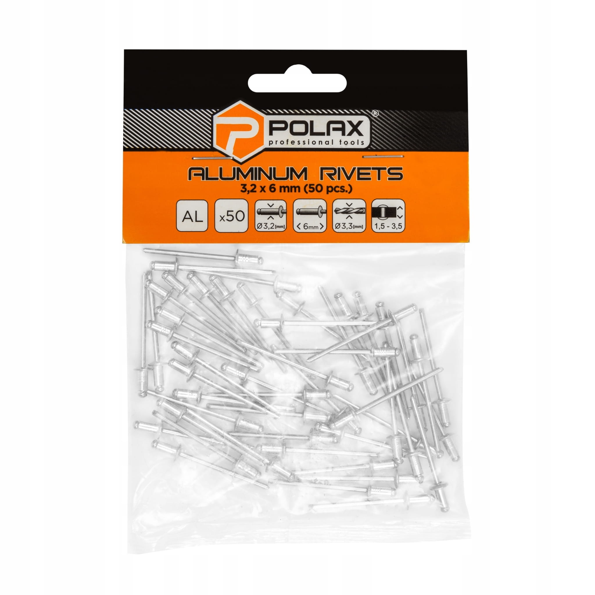 Nity aluminiowe 3,2x6mm opk 50 szt POLAX 37-003