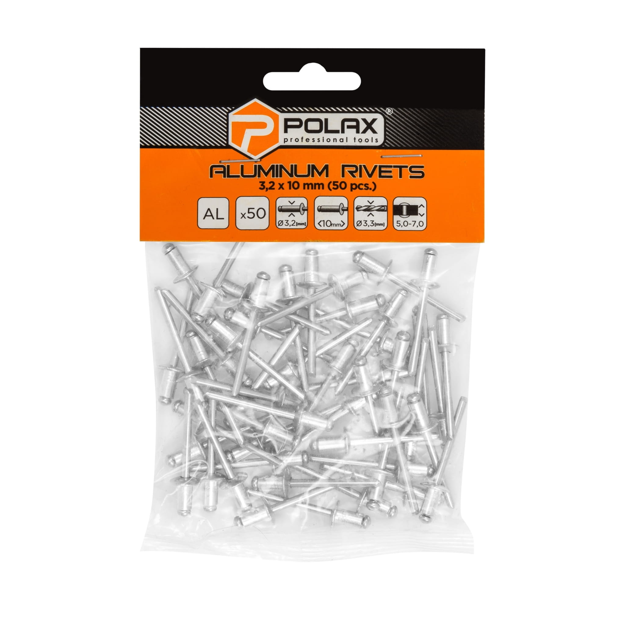 Nity aluminiowe 3,2x10mm opk 50 szt POLAX 37-005