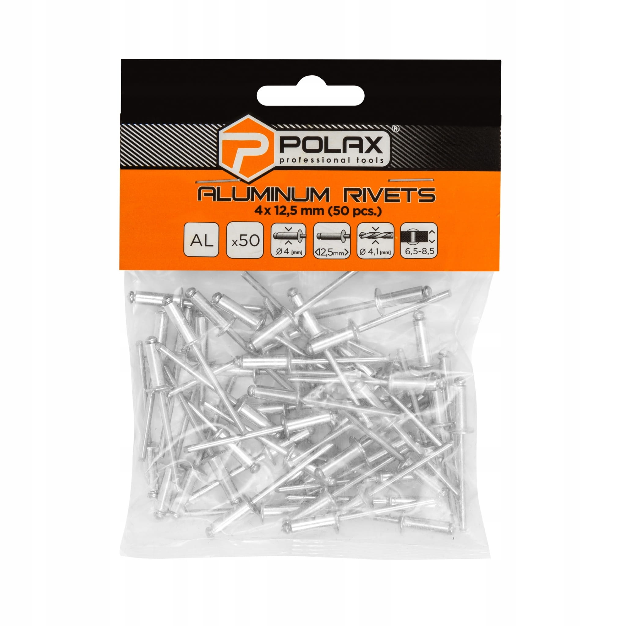 Nity aluminiowe 4x12,5mm opk 50 szt POLAX 37-010