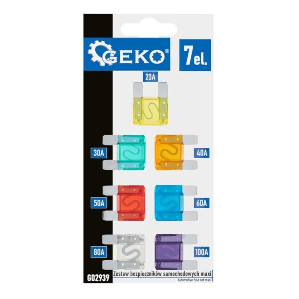 GEKO Zestaw bezpieczników samochodowych MAXI 7 el. G02939