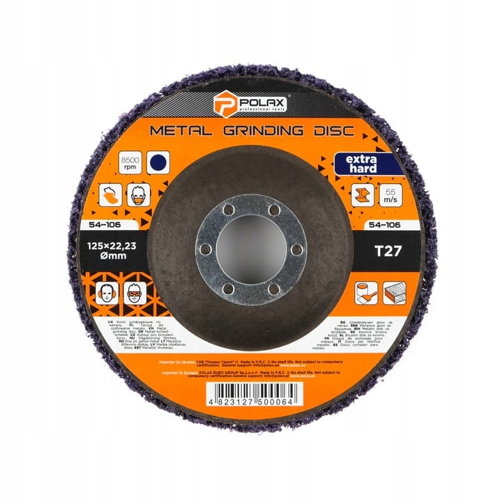 Tarcza ścierna z włókniny fioletowa twarda T27 125×22,23mm POLAX 54-106