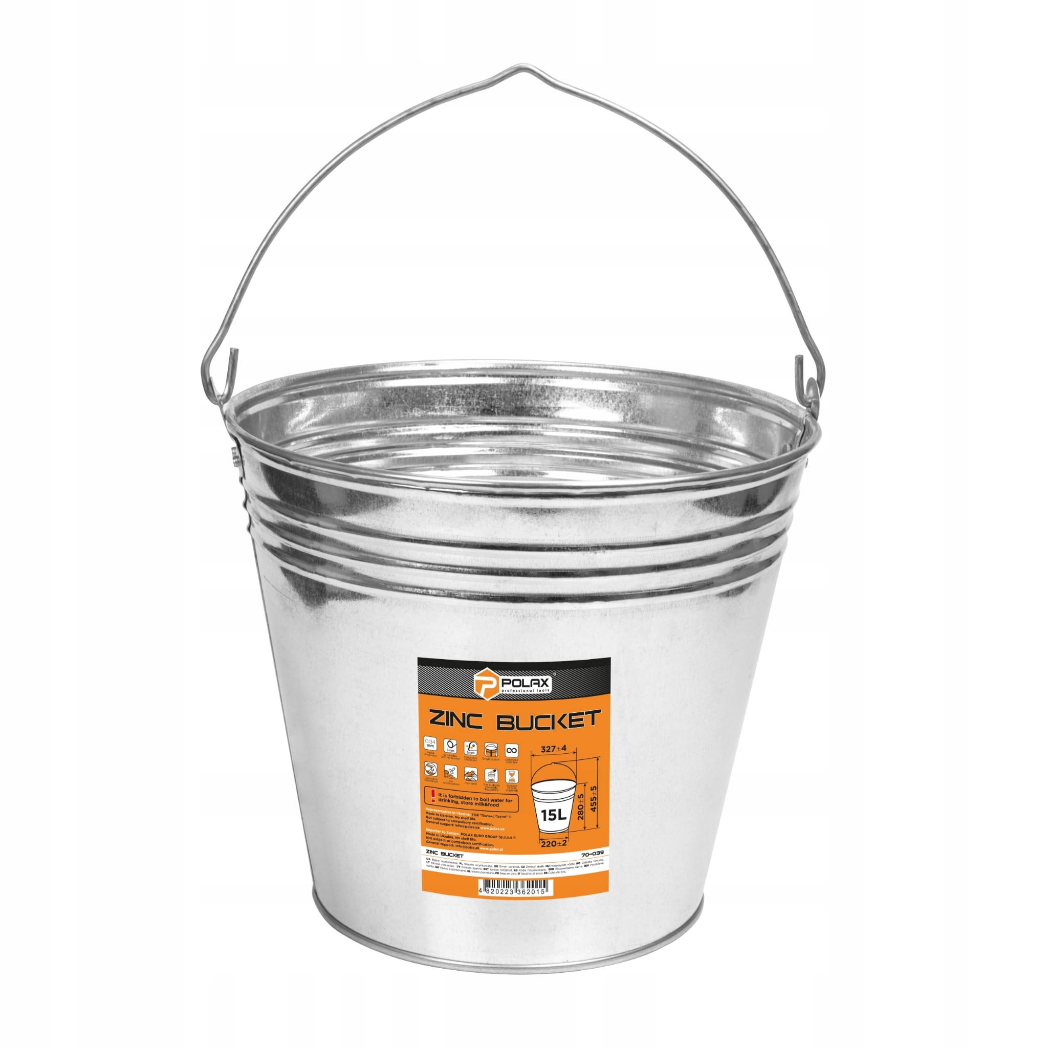 Wiadro ocynkowane 15L POLAX 70-039