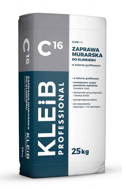 Zaprawa murarska do klinkieru Kleib C16 GRAFIT 25 kg