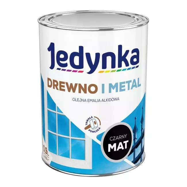 Emalia do drewna i metalu Jedynka Alkid czarny 0.9L mat