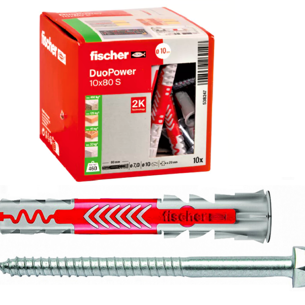 Kołek z wkrętem FISCHER DUOPOWER 10×80 S 538247 10szt