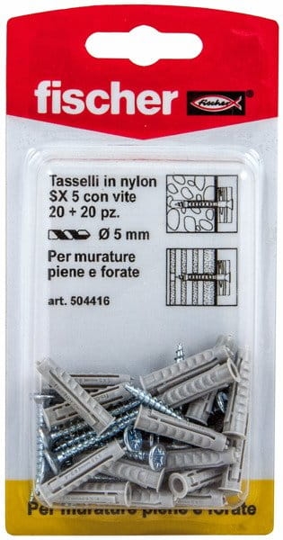 Fischer Kołki rozporowe z wkrętem SX  5 S K blister 504416