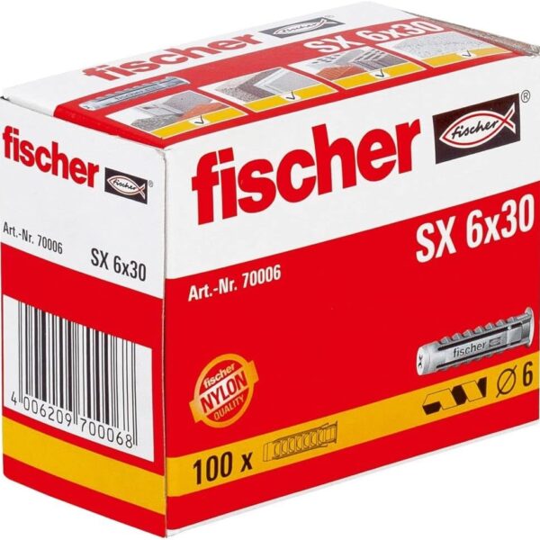 Fischer Kołek rozporowy SX 6×30 100szt 70006
