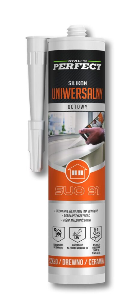 Silikon uniwersalny octowy biały 280 ml Stalco S-64791