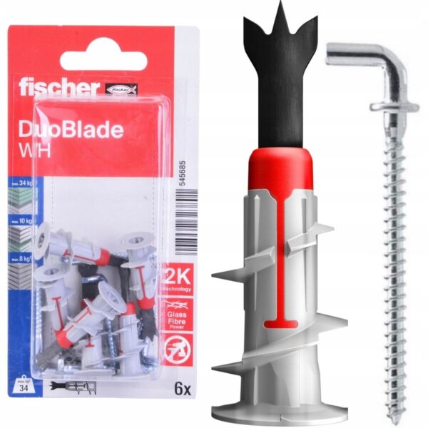 Kołek do płyt G-K z hakiem prostym Fischer Duoblade WH 545685