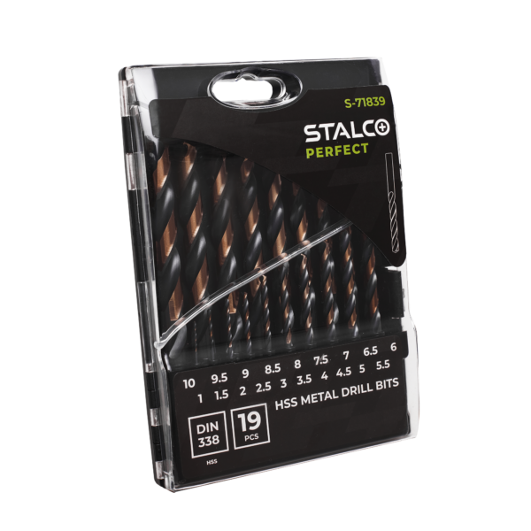 Wiertła do metalu 19 el. HSS 1,0 – 10,0 mm Stalco S-71839